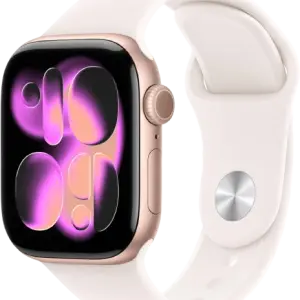 Apple Watch Series 11 [GPS 42mm] Smartwatch with Rose Gold Aluminum Case with Light Blush Sport Band WATER RESISTANT
